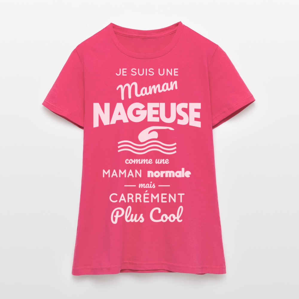 T-shirt Femme - Maman nageuse plus cool - rose azalée