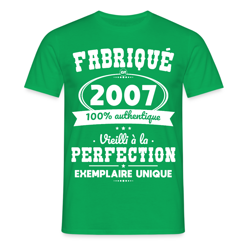 T-shirt Homme - Anniversaire 18 Ans - Fabriqué en 2007 - vert