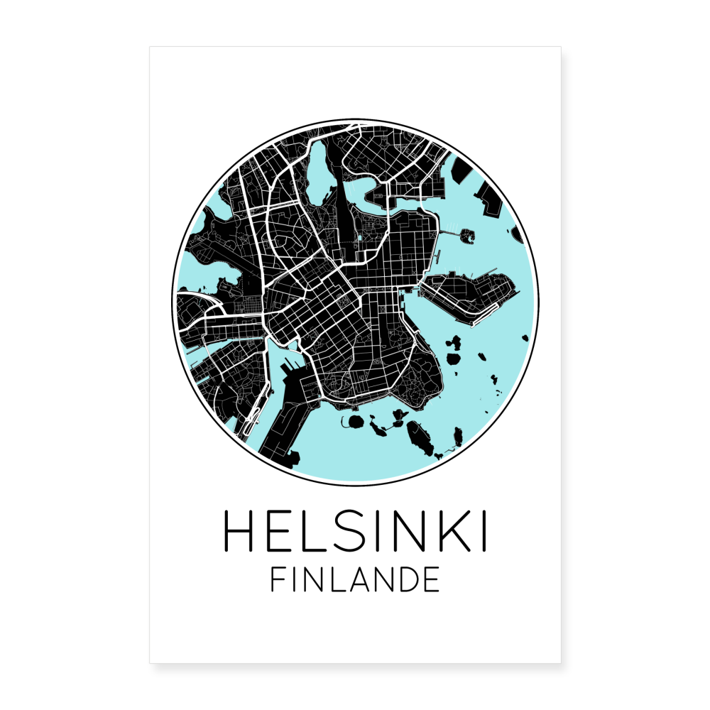Poster Helsinki - Plan Helsinki - 40 x 60 cm - blanc