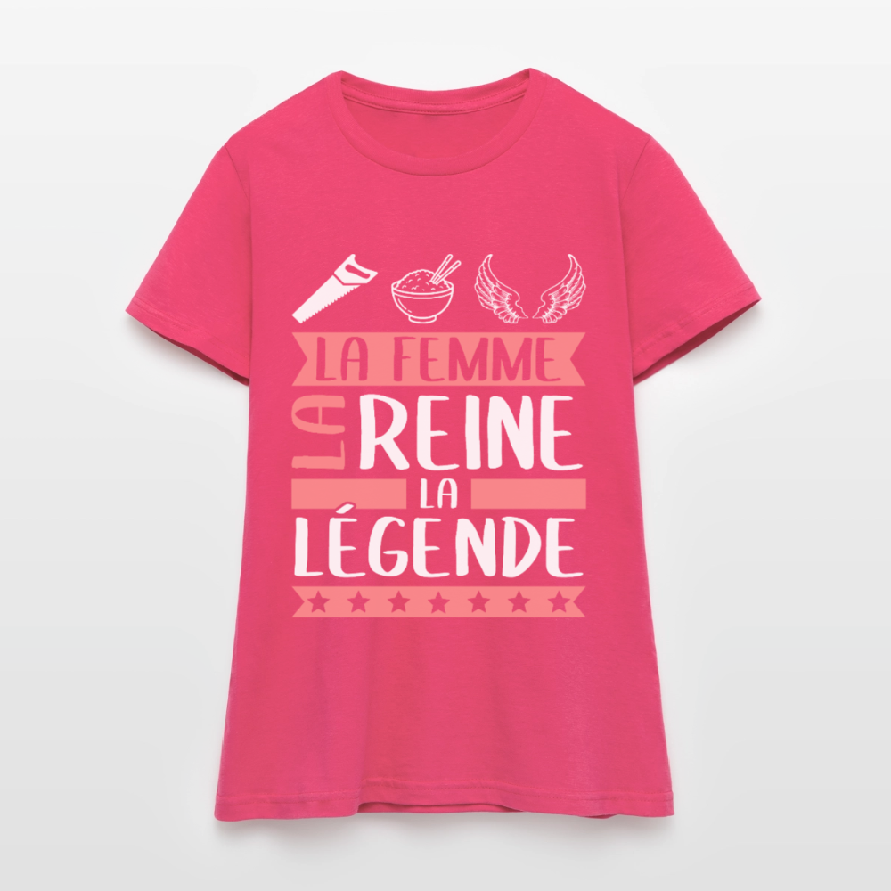 T-shirt femme Cyrielle rébus – La femme, la reine, la légende - rose azalée