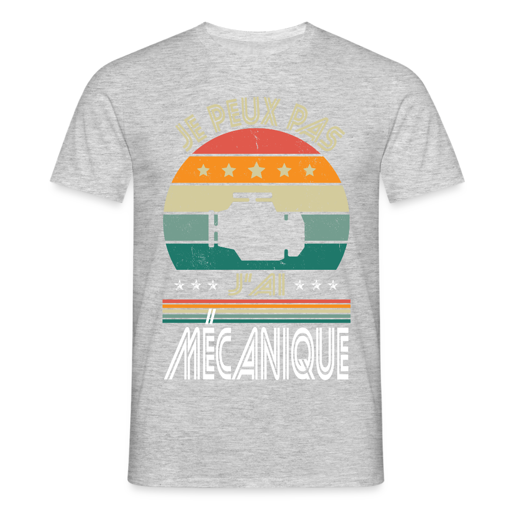 T-shirt Homme - Je peux pas j'ai Mécanique - gris chiné