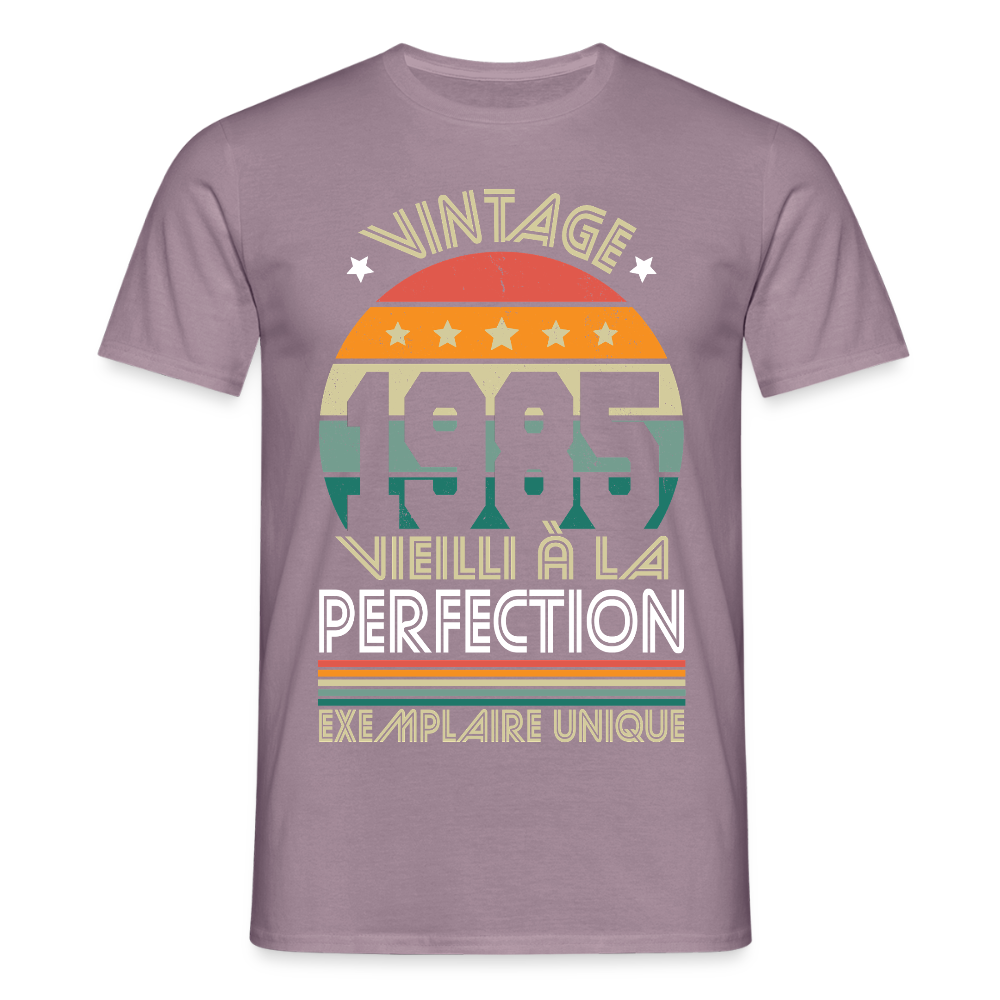 T-shirt Homme - Anniversaire 40 Ans - Vintage 1985 - mauve gris