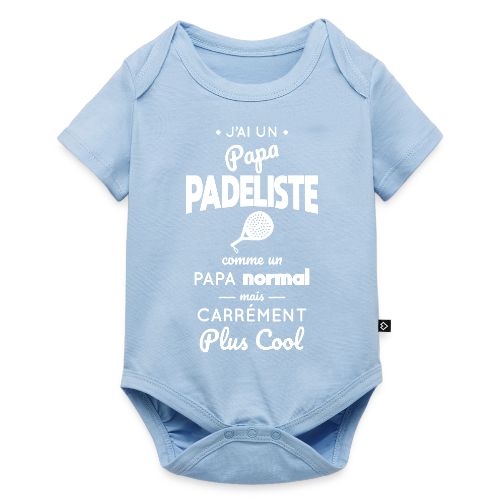 Body Bébé bio manches courtes - J'ai un papa padeliste - bleu clair