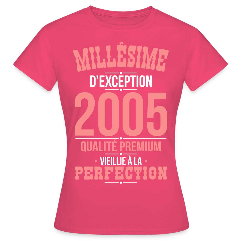 T-shirt Femme - Anniversaire 20 Ans - Millésime 2005 - rose azalée