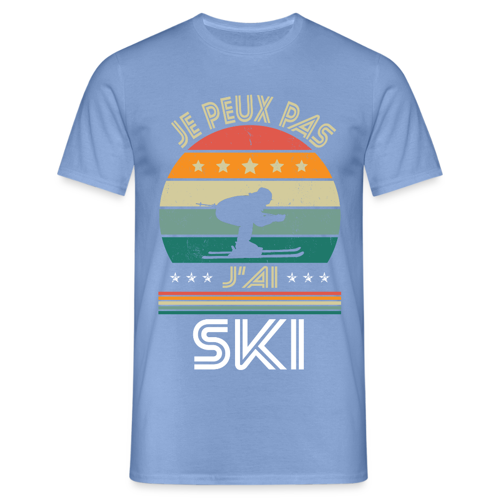 T-shirt Homme - Je peux pas j'ai Ski - carolina blue