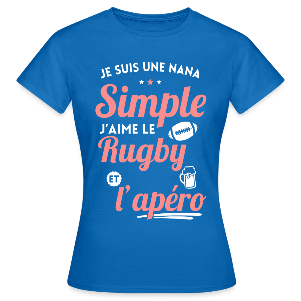T-shirt Femme - J'aime le rugby et l'apéro - bleu royal