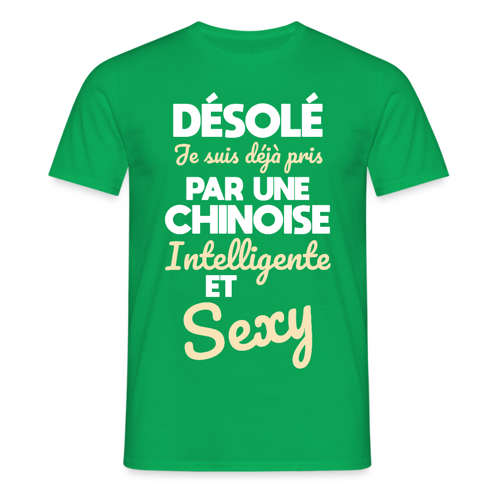 T-shirt Homme - Je suis déjà pris par une Chinoise intelligente et sexy - vert