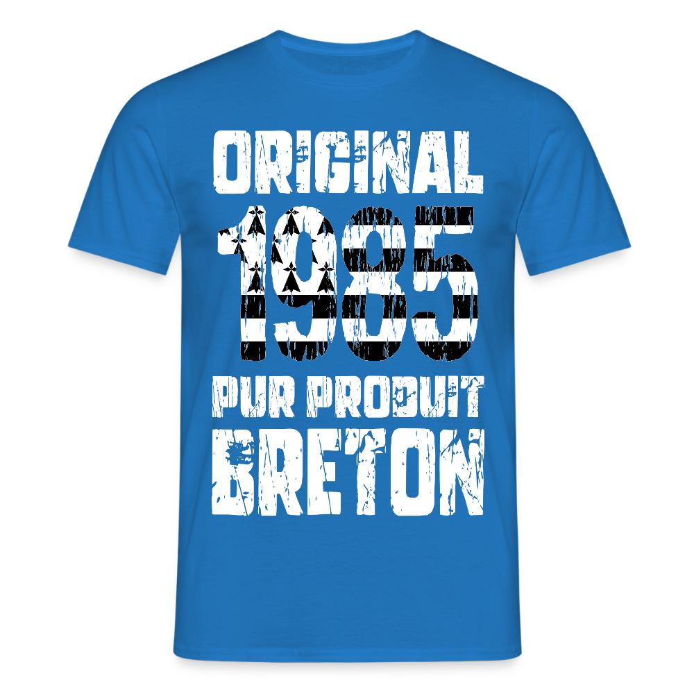 T-shirt Homme - Anniversaire 40 Ans - Original 1985 - Pur produit Breton - bleu royal