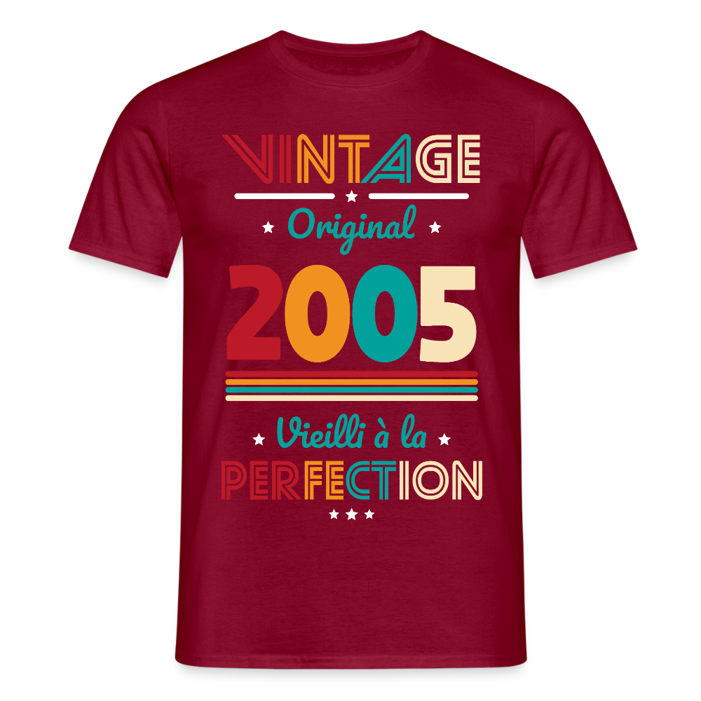 T-shirt Homme - Anniversaire 20 Ans - Vintage Original 2005 - rouge brique