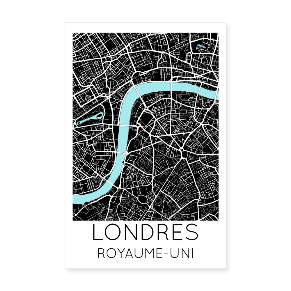 Poster Londres - Plan Londres - 20 x 30 cm - blanc