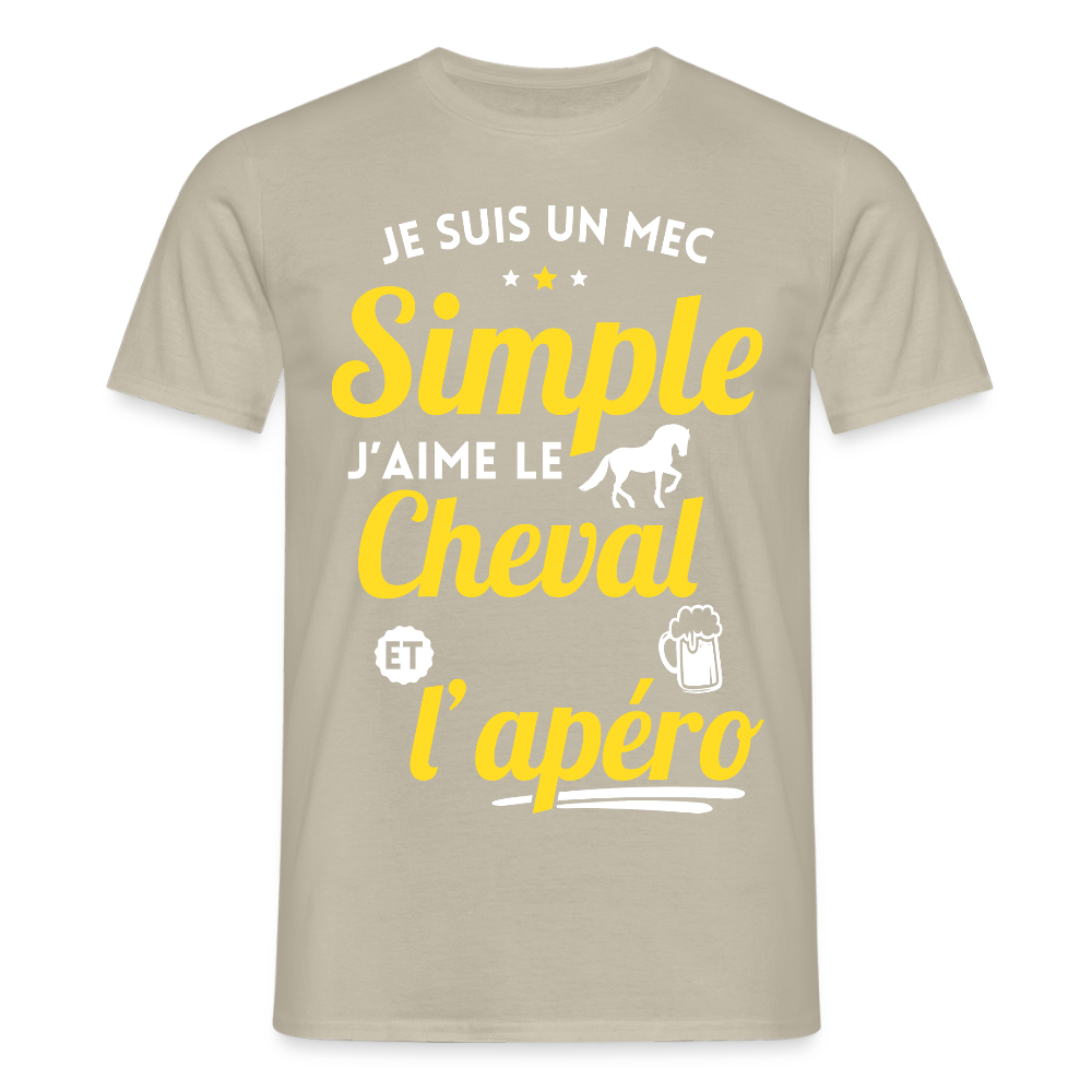 T-shirt Homme - J'aime le cheval et l'apéro - beige sable