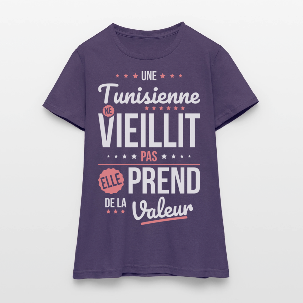 T-shirt Femme - Une Tunisienne ne vieillit pas - violet foncé