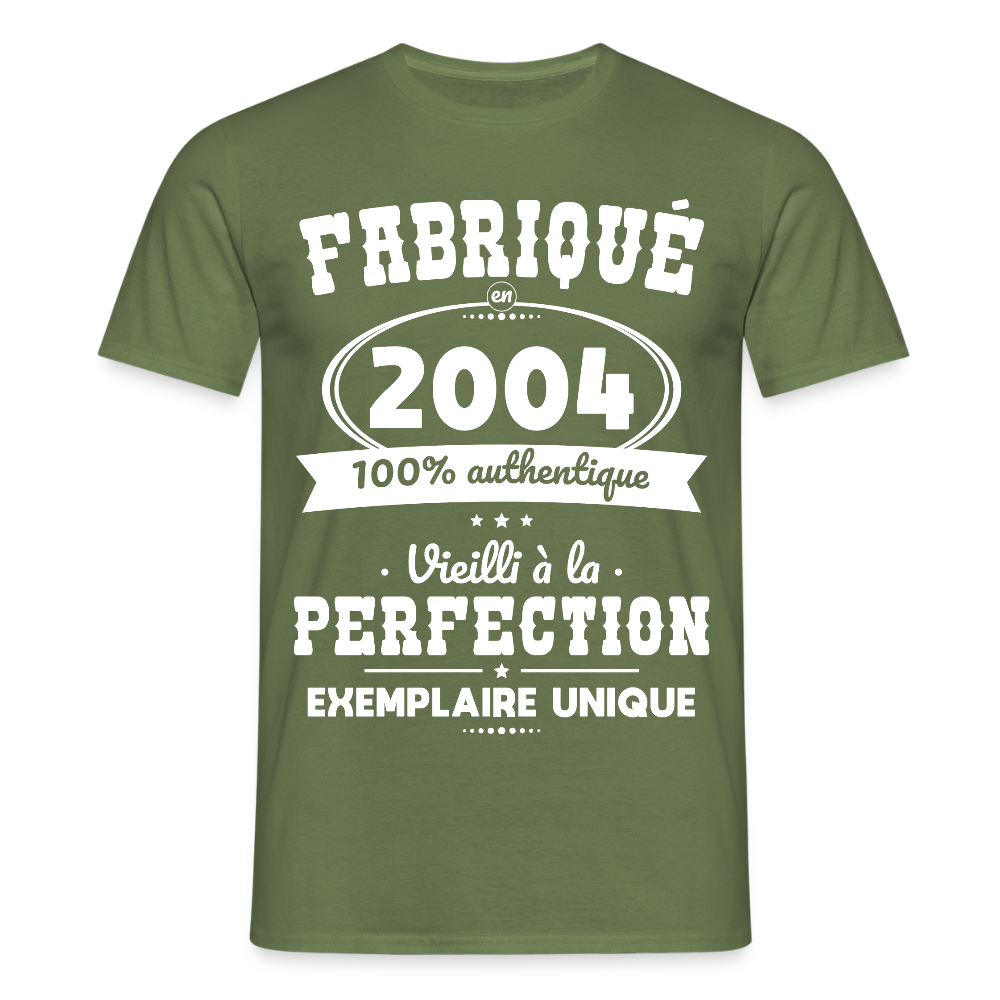 T-shirt Homme - Anniversaire 21 Ans - Fabriqué en 2004 - vert militaire