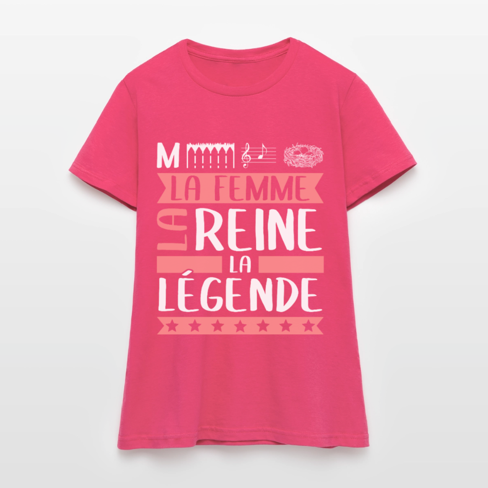T-shirt femme Mélanie rébus – La femme, la reine, la légende - rose azalée