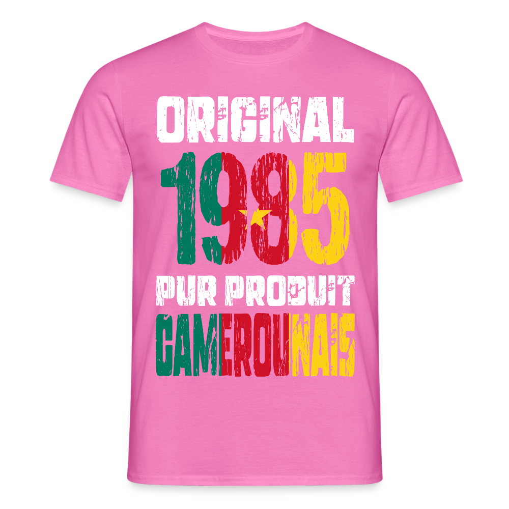 T-shirt Homme - Anniversaire 40 Ans - Original 1985 - Pur produit Camerounais - rose