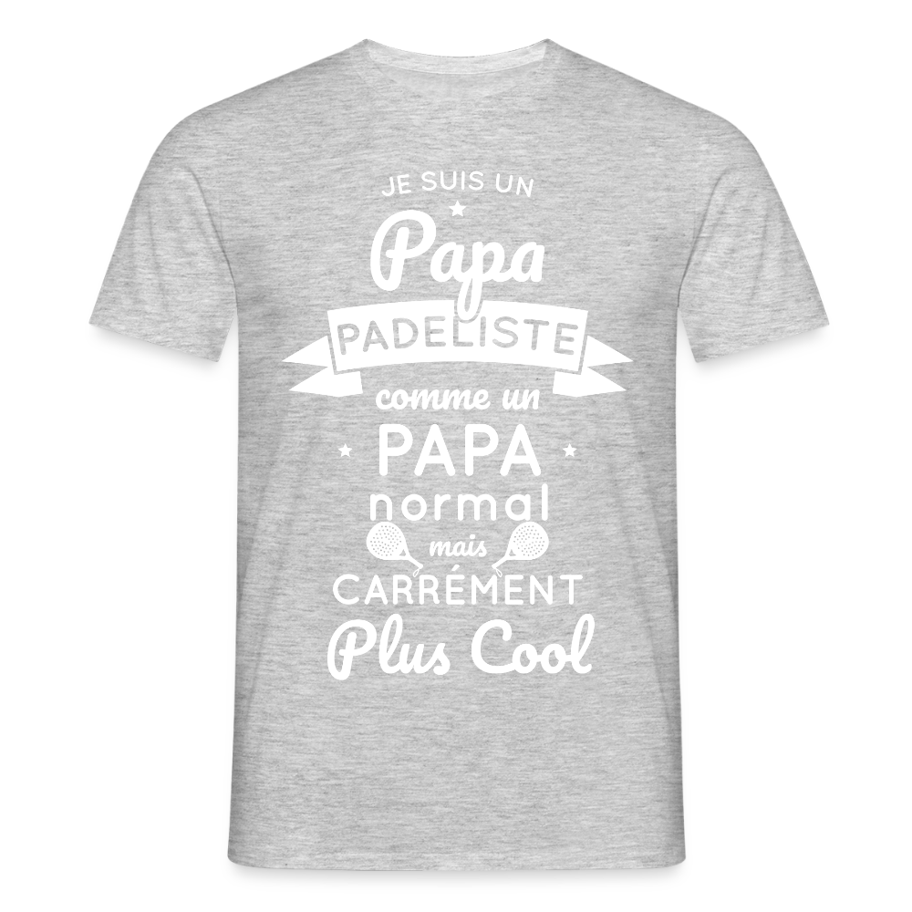 T-shirt Homme - Papa Padeliste Plus Cool - gris chiné