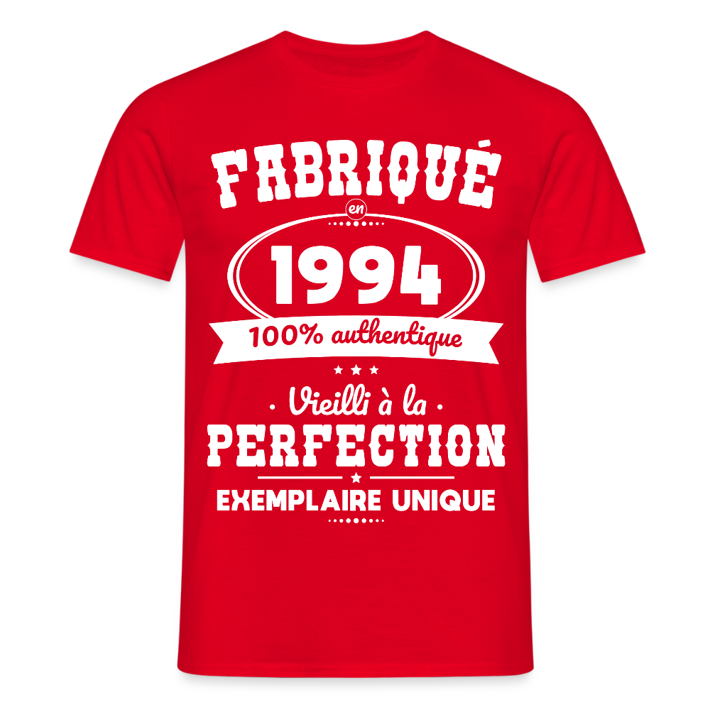 T-shirt Homme - Anniversaire 31 Ans - Fabriqué en 1994 - rouge