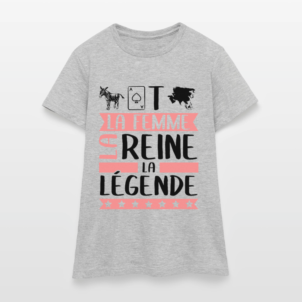 T-shirt femme coloris clair Anastasie rébus – La femme, la reine, la légende - gris chiné