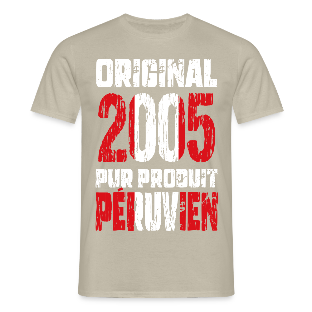 T-shirt Homme - Anniversaire 20 Ans - Original 2005 - Pur produit Péruvien - beige sable