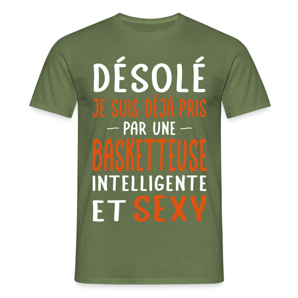 T-shirt Homme - Je suis déjà pris par une basketteuse intelligente et sexy - vert militaire
