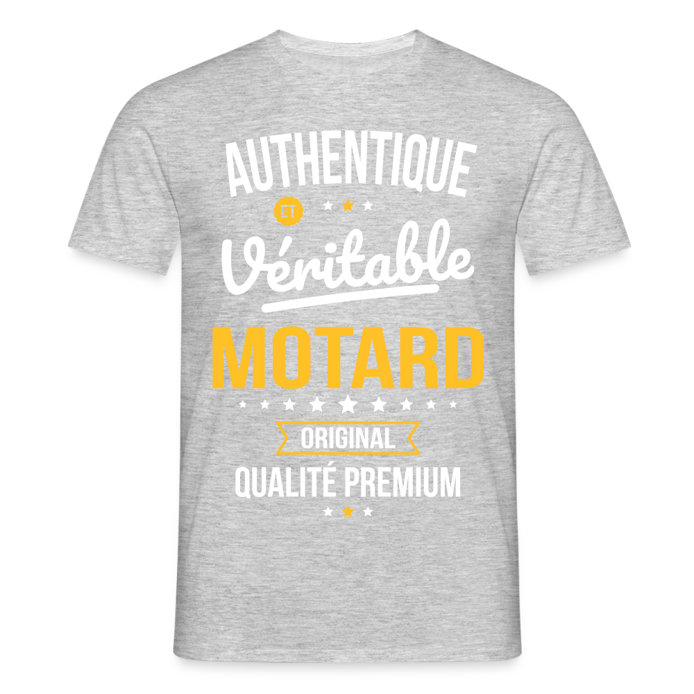 T-shirt Homme - Authentique et véritable Motard - gris chiné