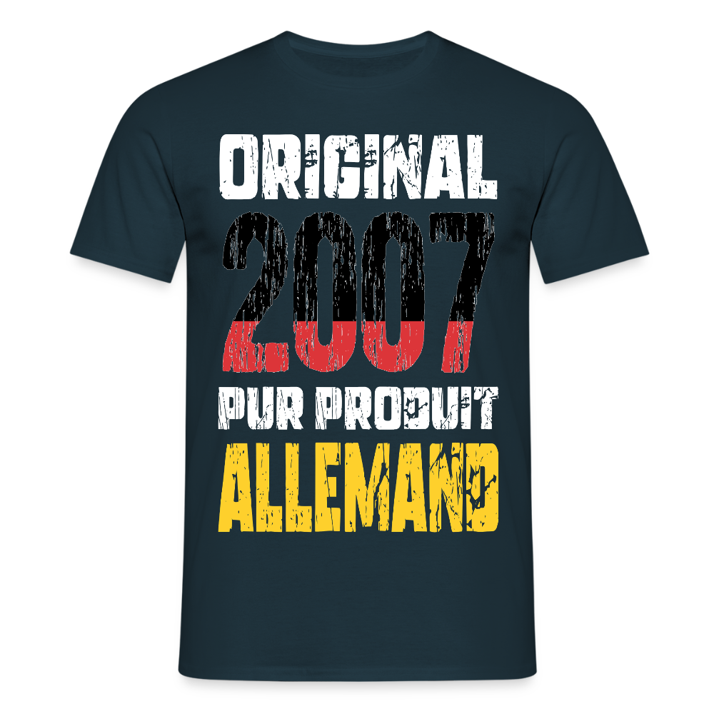 T-shirt Homme - Anniversaire 18 Ans - Original 2007 - Pur produit Allemand - marine