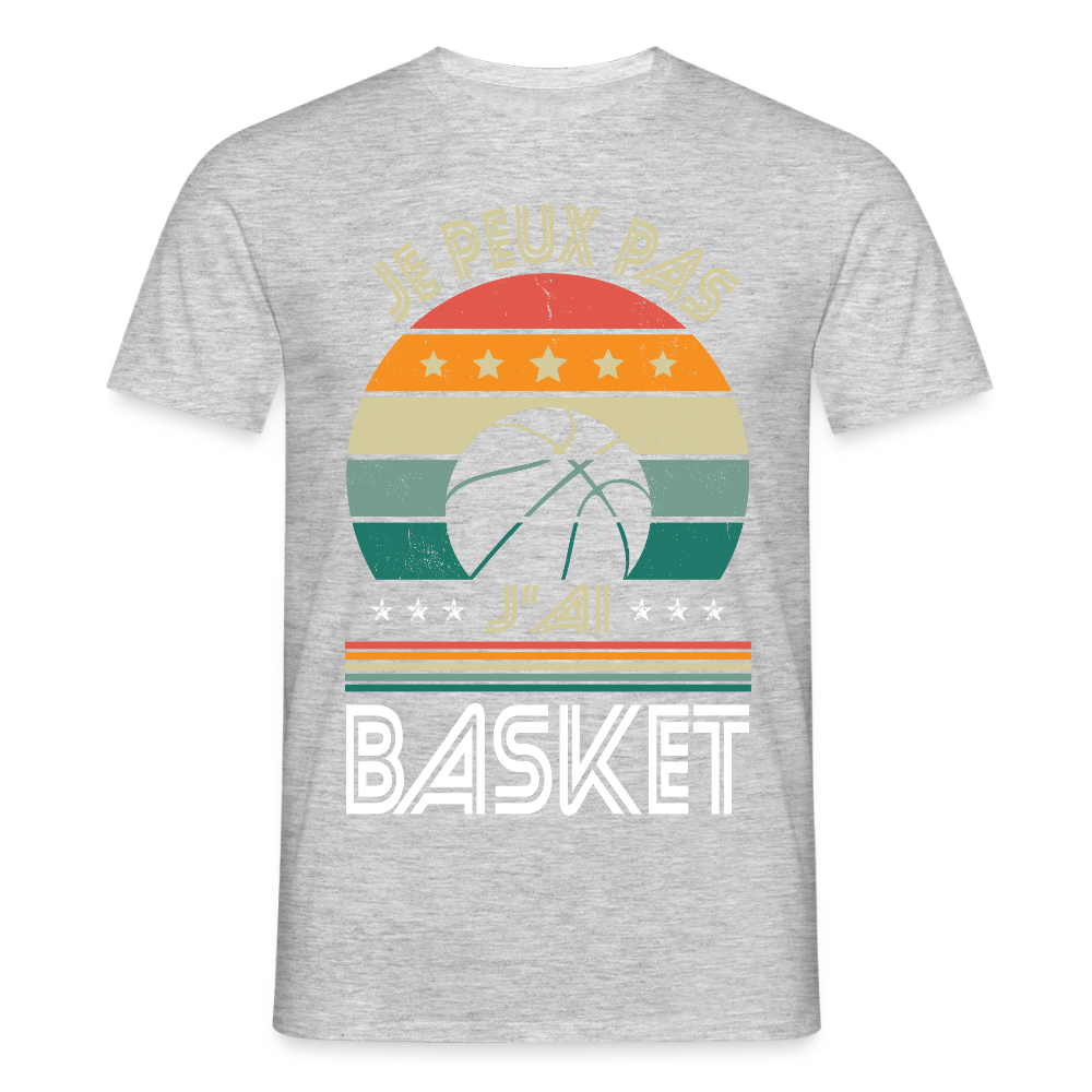 T-shirt Homme - Je peux pas j'ai Basket - gris chiné