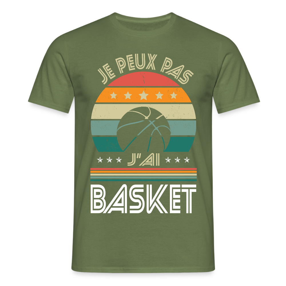 T-shirt Homme - Je peux pas j'ai Basket - vert militaire