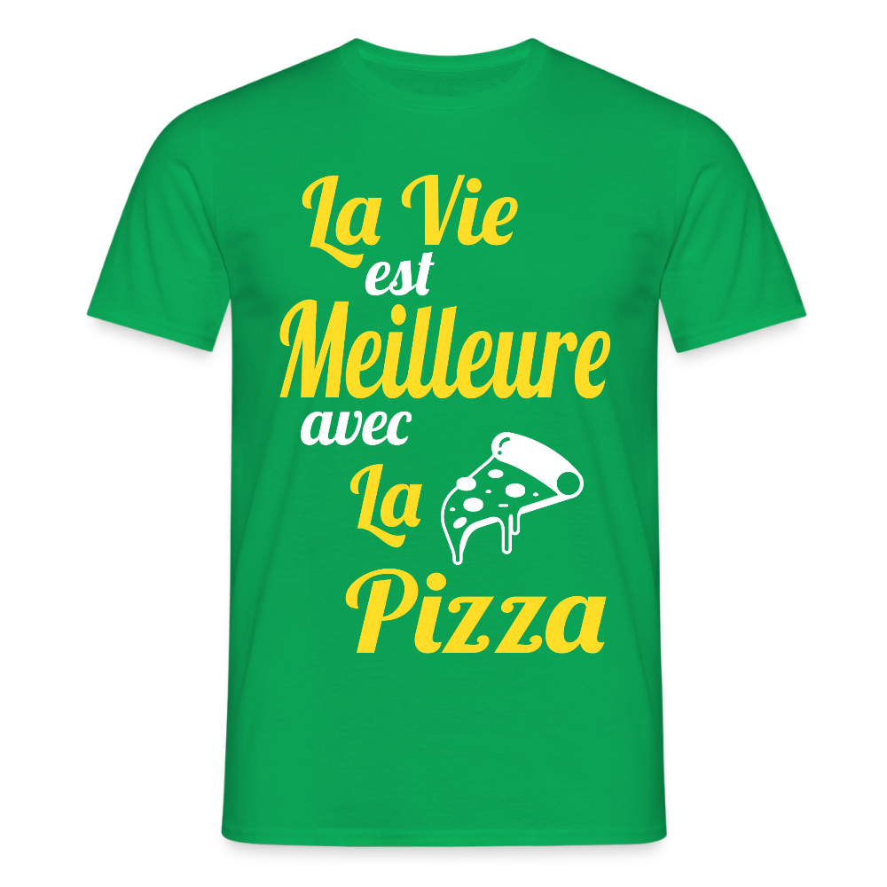 T-shirt Homme - La vie est meilleure avec la Pizza - vert