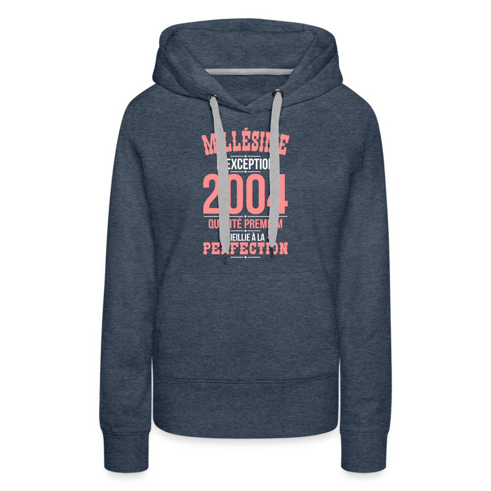 Sweat à capuche Premium Femme - Anniversaire 21 Ans - Millésime 2004 - bleu jeans