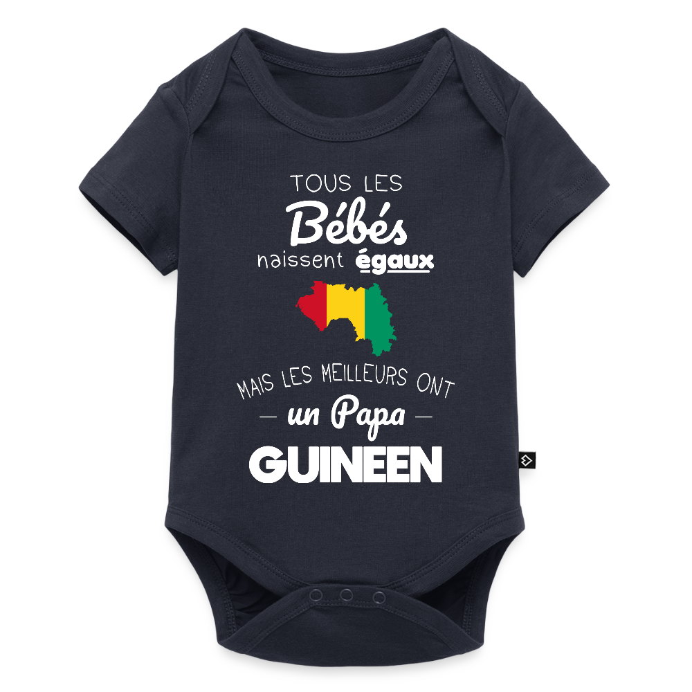 Body Bébé bio manches courtes - Les Meilleurs Ont Un Papa Guinéen - bleu marine