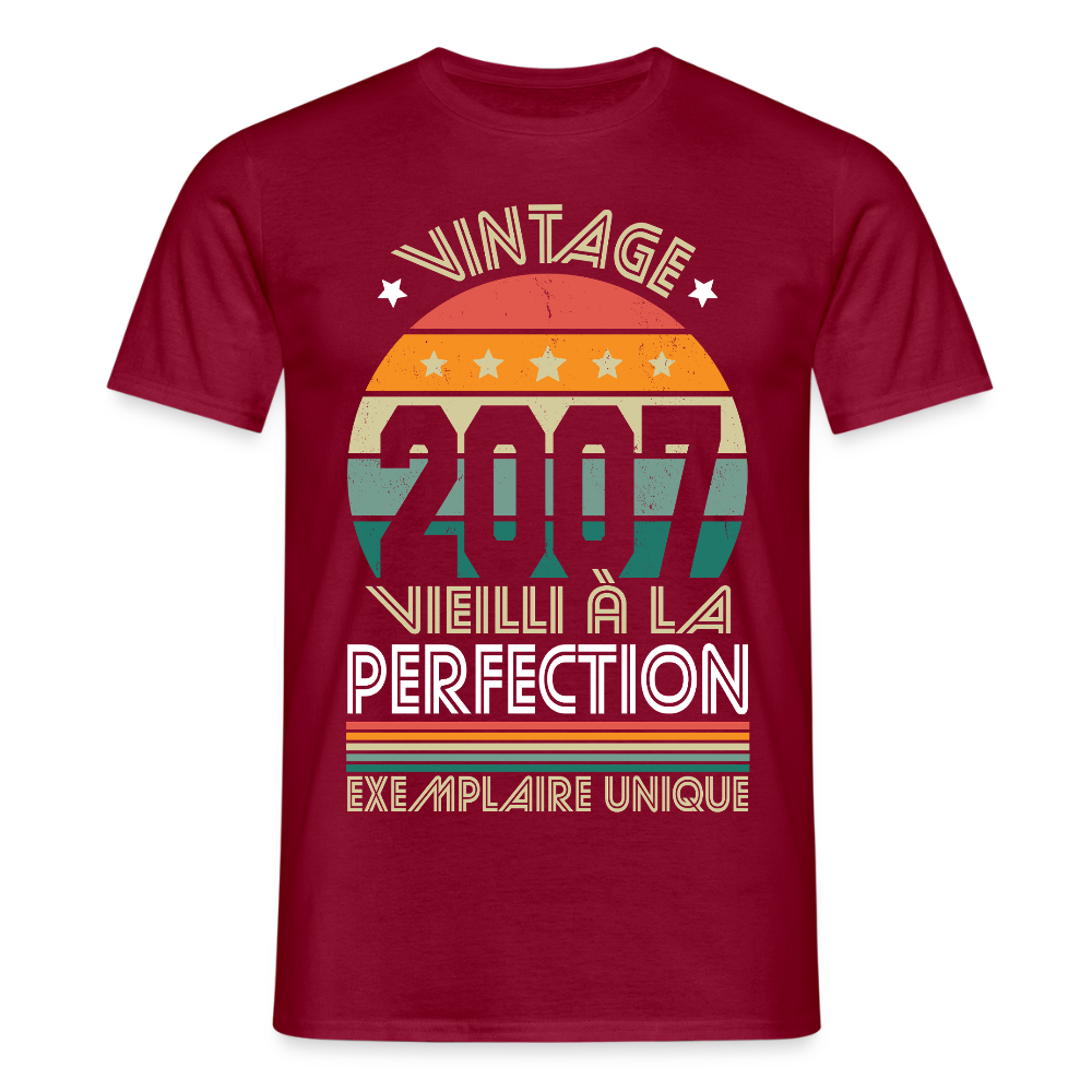 T-shirt Homme - Anniversaire 18 Ans - Vintage 2007 - rouge brique