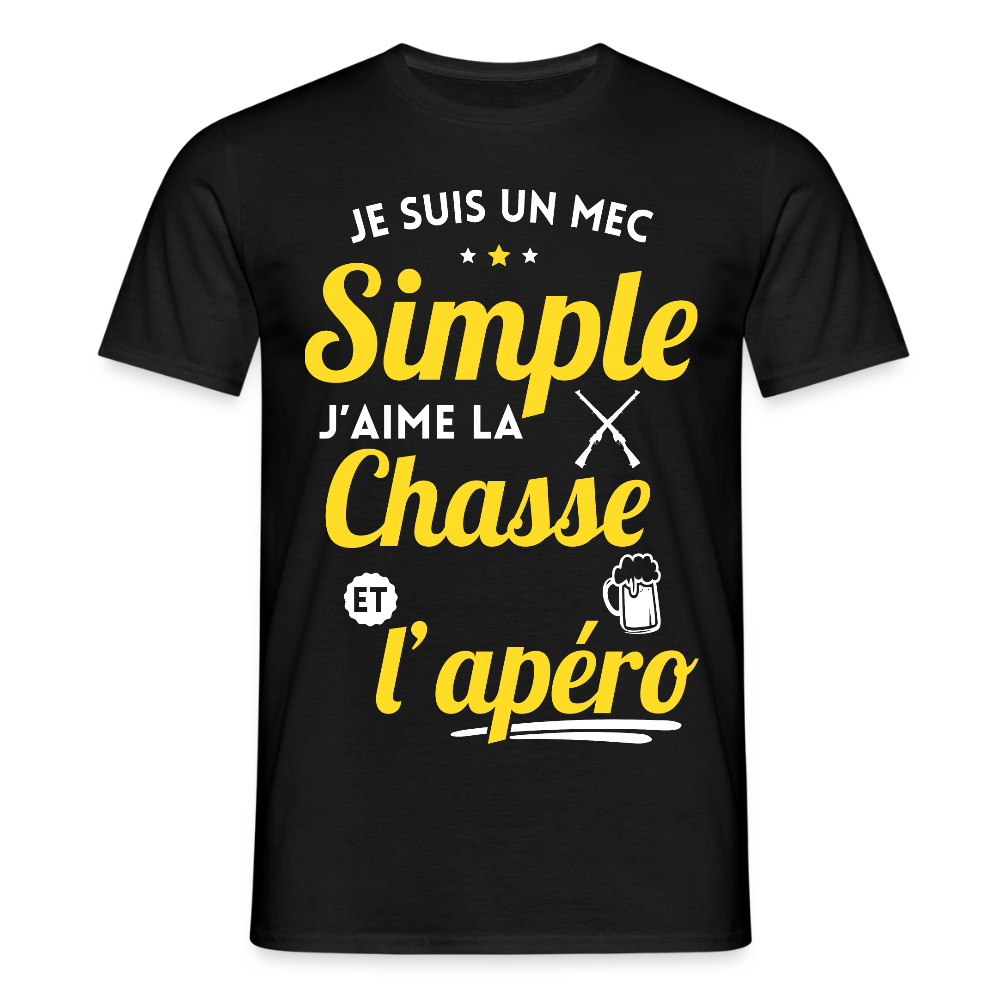 T-shirt Homme - J'aime la chasse et l'apéro - noir