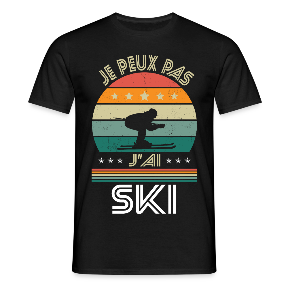 T-shirt Homme - Je peux pas j'ai Ski - noir