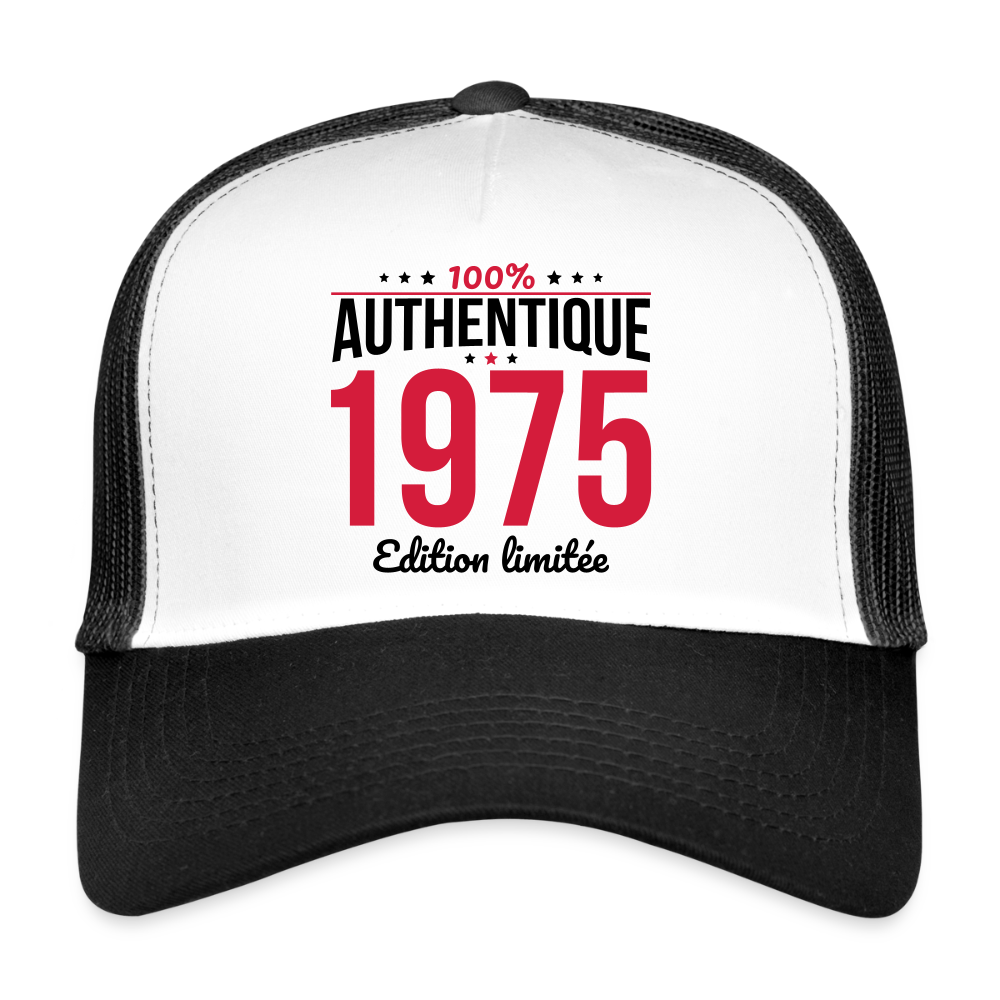 Casquette Trucker - Anniversaire 50 Ans - 100% Authentique 1975 - blanc/noir