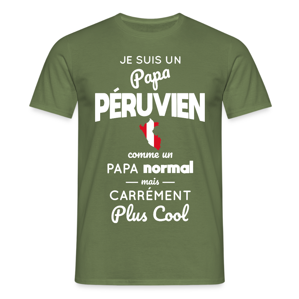 T-shirt Homme - Papa Péruvien Plus Cool - vert militaire