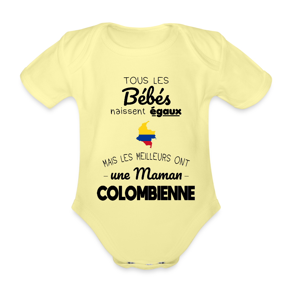 Body Bébé bio manches courtes - Les Meilleurs Ont Une Maman Colombienne - jaune délavé