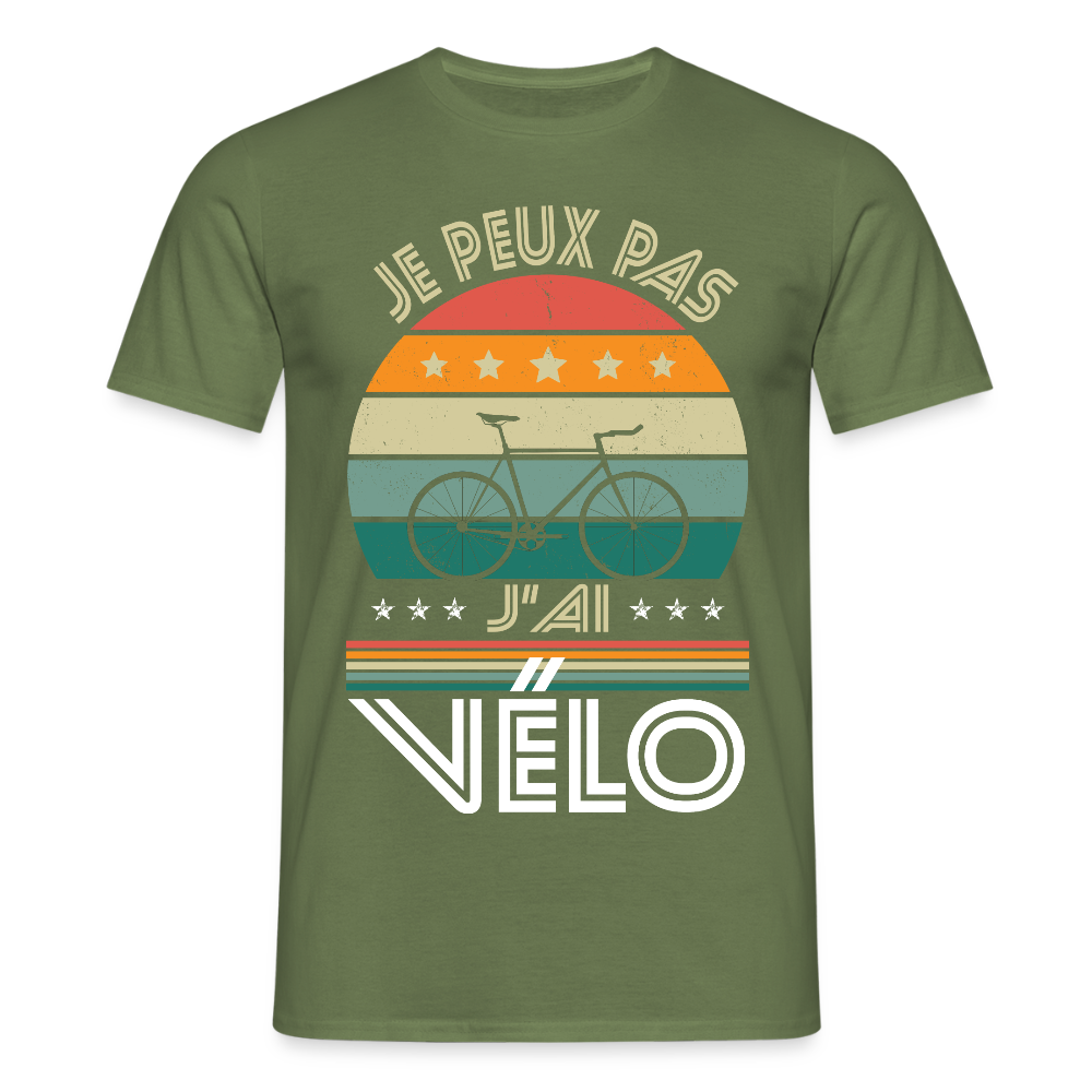 T-shirt Homme - Je peux pas j'ai Vélo - vert militaire