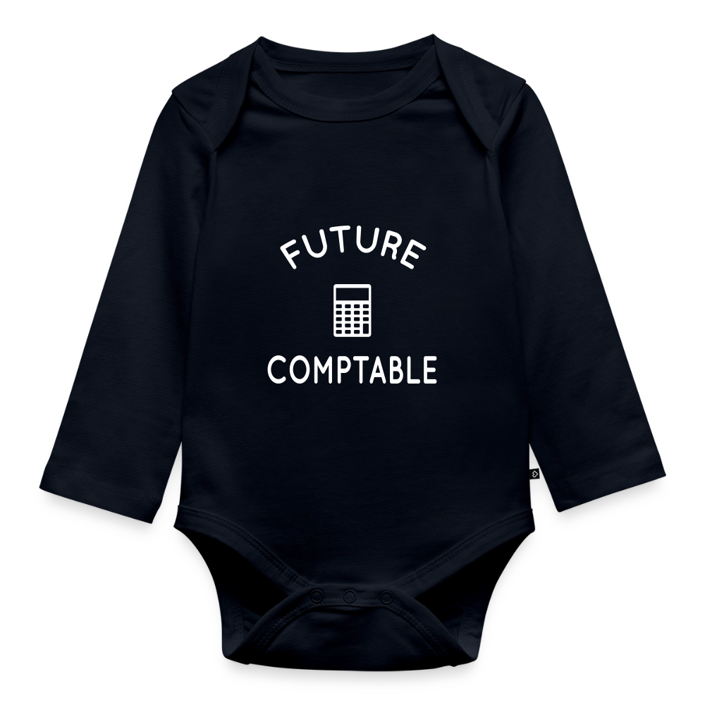 Body Bébé bio manches longues - Future comptable - bleu marine