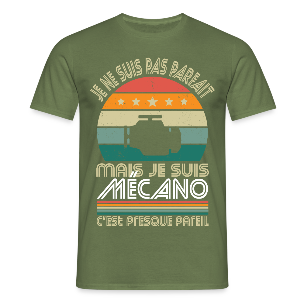 T-shirt Homme - Je ne suis pas parfait mais je suis Mécano - vert militaire