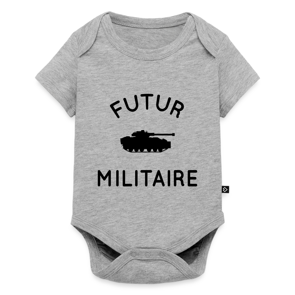 Body Bébé bio manches courtes - Futur militaire - gris chiné