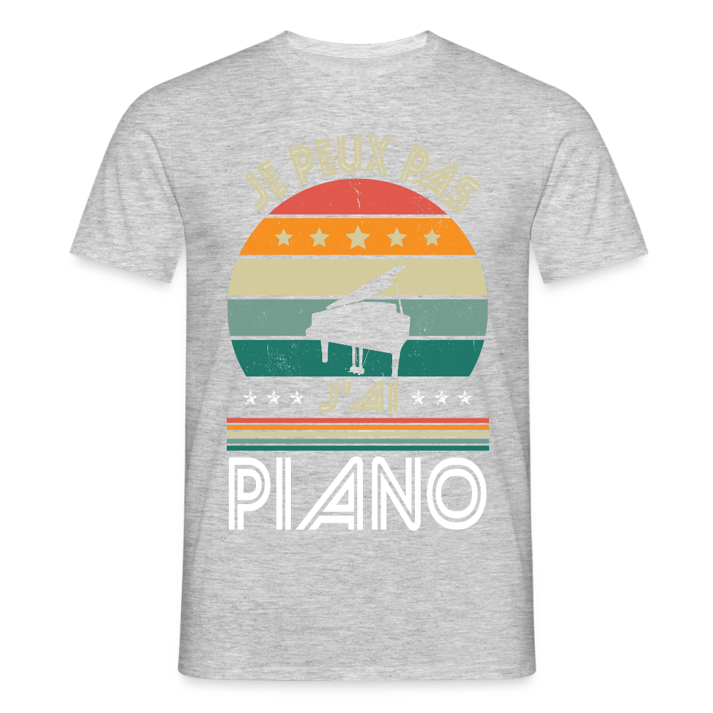 T-shirt Homme - Je peux pas j'ai Piano - gris chiné