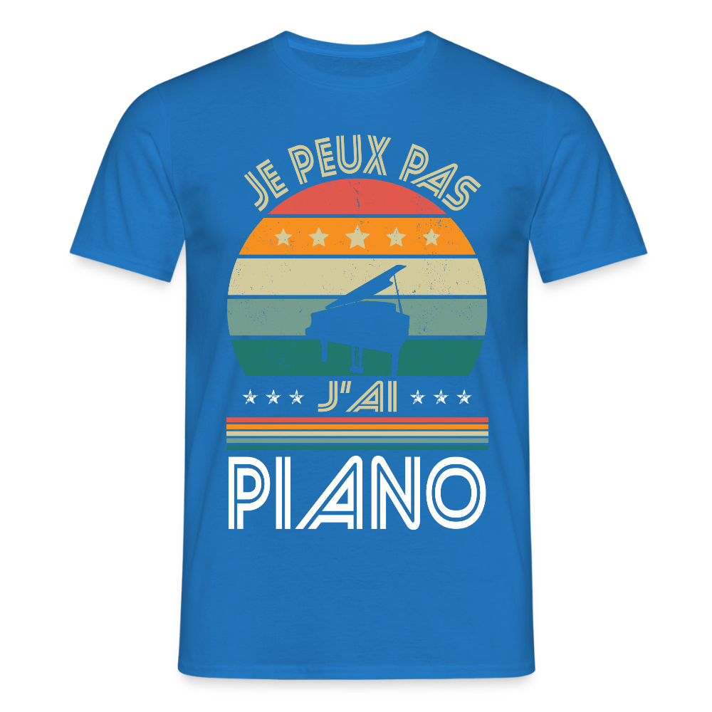 T-shirt Homme - Je peux pas j'ai Piano - bleu royal
