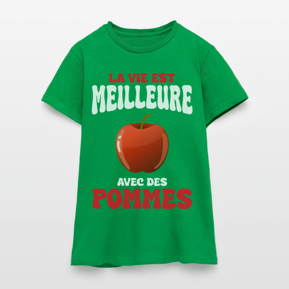 T-shirt Femme - La vie est meilleure avec des pommes - vert