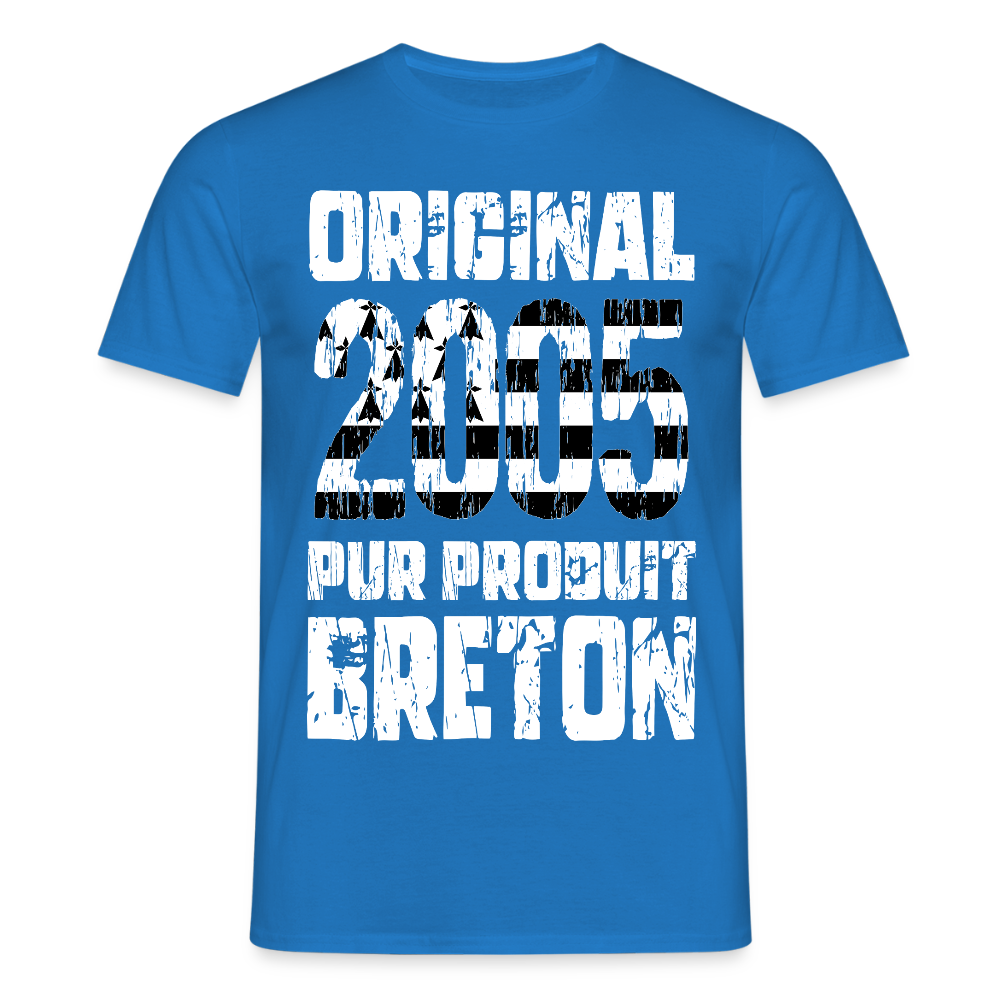 T-shirt Homme - Anniversaire 20 Ans - Original 2005 - Pur produit Breton - bleu royal