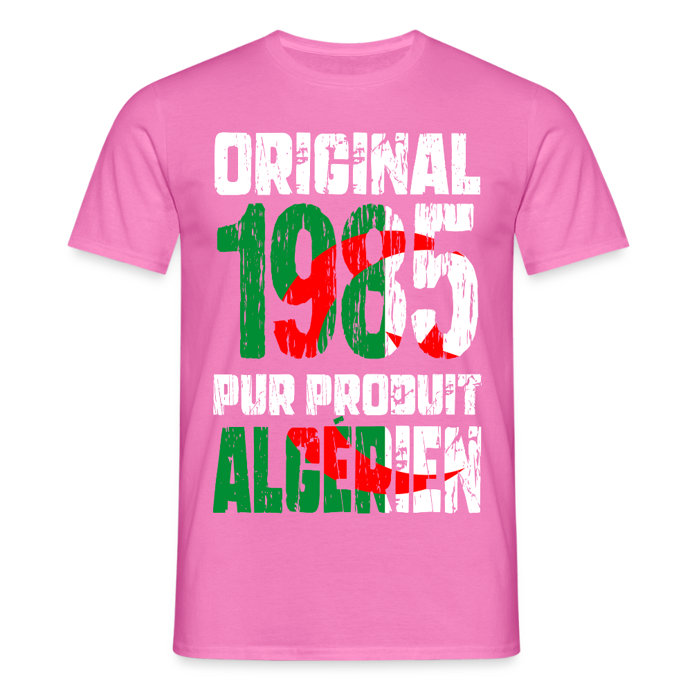 T-shirt Homme - Anniversaire 40 Ans - Original 1985 - Pur produit Algérien - rose