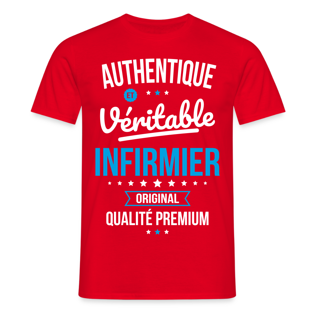 T-shirt Homme - Authentique et véritable Infirmier - rouge