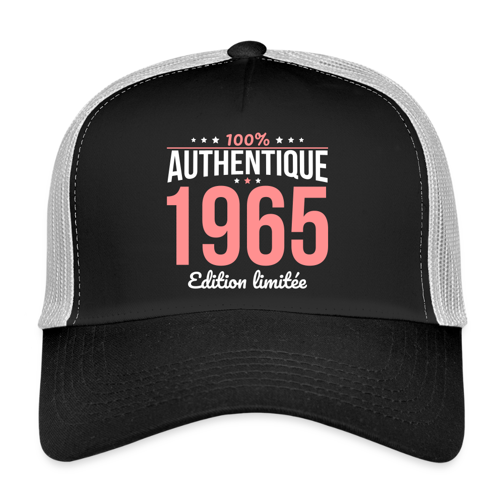 Casquette Trucker - Anniversaire 60 Ans - 100% Authentique 1965 - noir/gris pierre