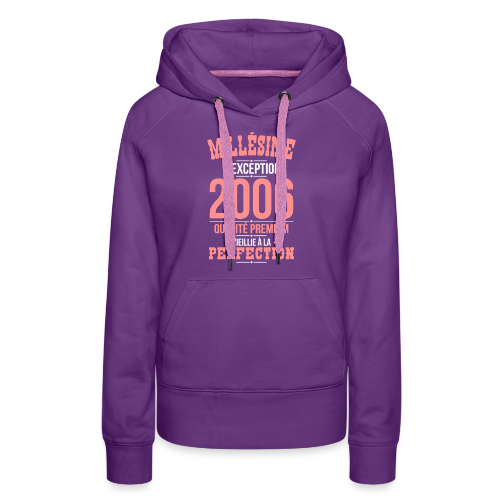 Sweat à capuche Premium Femme - Anniversaire 19 Ans - Millésime 2006 - violet