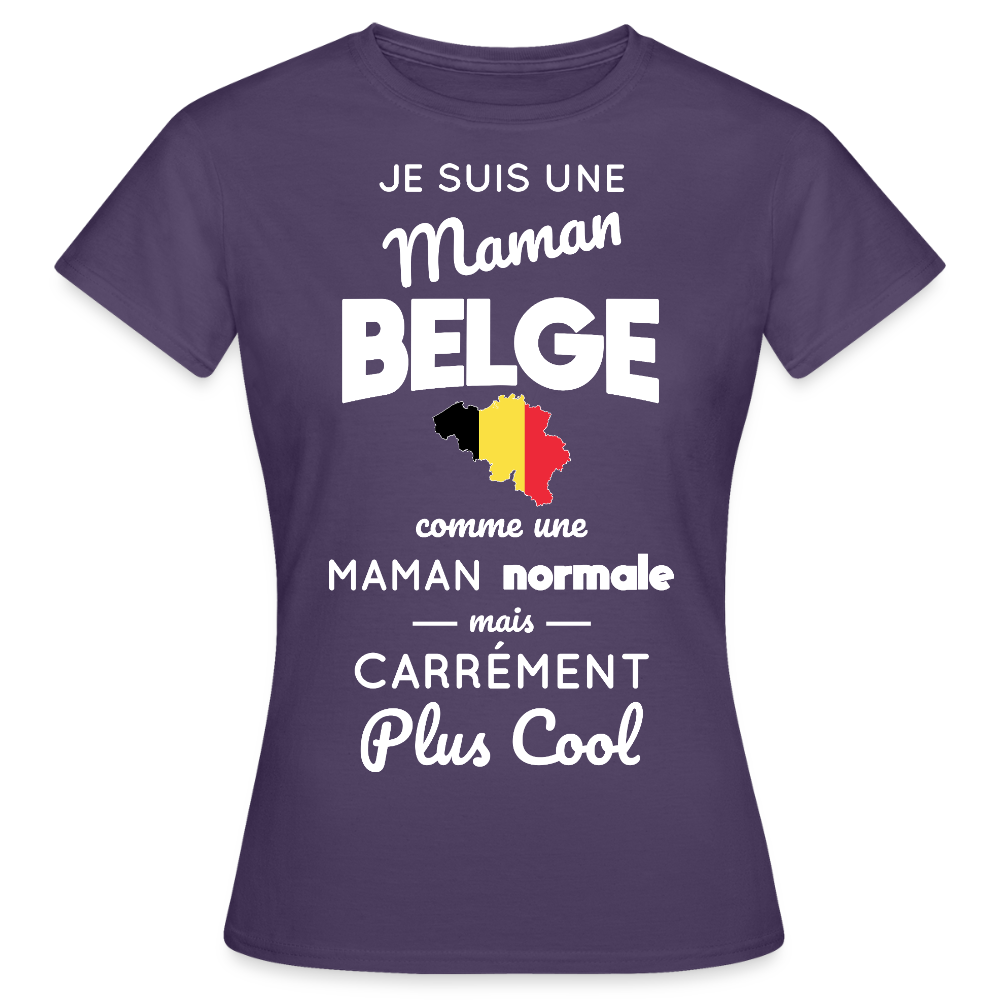 T-shirt Femme - Maman Belge plus cool - violet foncé